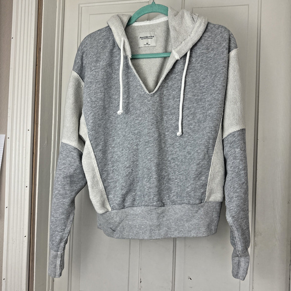 Abercrombie & Fitch Soft AF Hoodie Pullover Sweatshirt gray french terry Medium - Picture 1 of 3